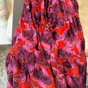 Anthropologie Red & Purple Maxi Skirt